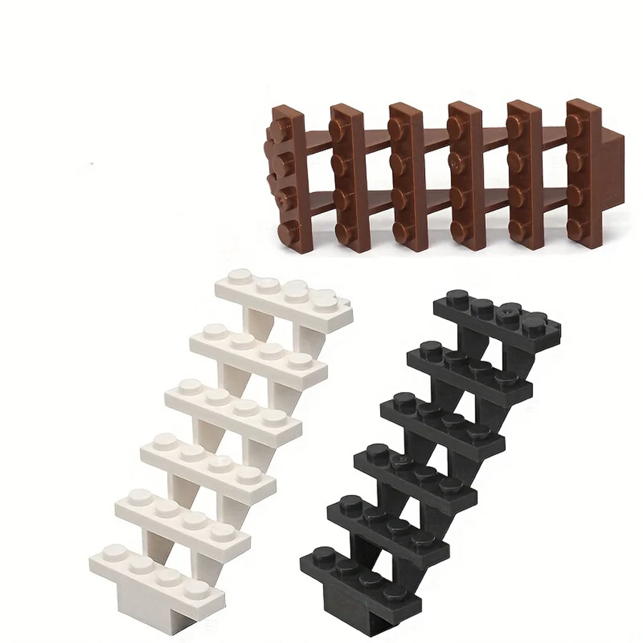 Staircase MOC Bricks 4pcs 7x4x6 House Stairs Straight Open 30134 Steps Ladder Modular My City building block toy