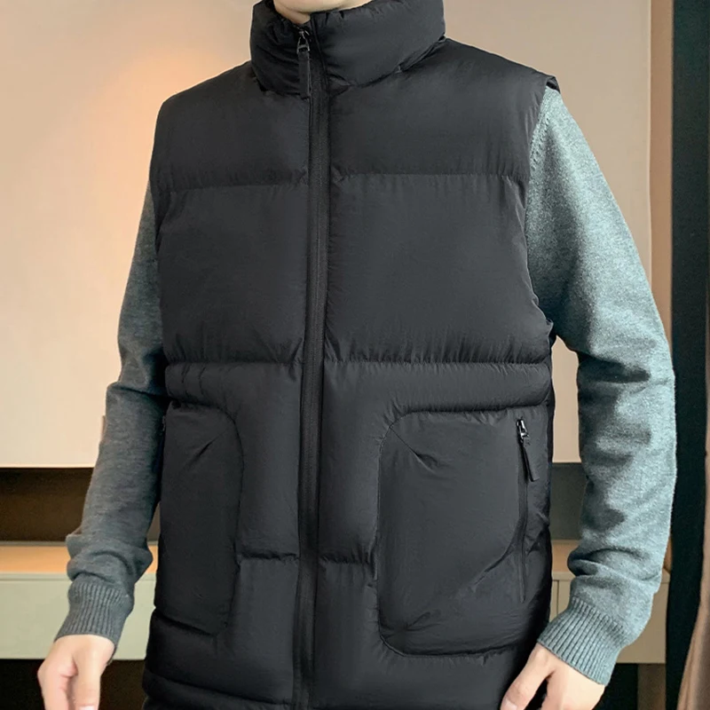 Winter Stand Collar Cotton Padded Vest Sleeveless Jacket Men/Women Casual Sport Waistcoat Stylish Parka Coat Korean Outwear Tops
