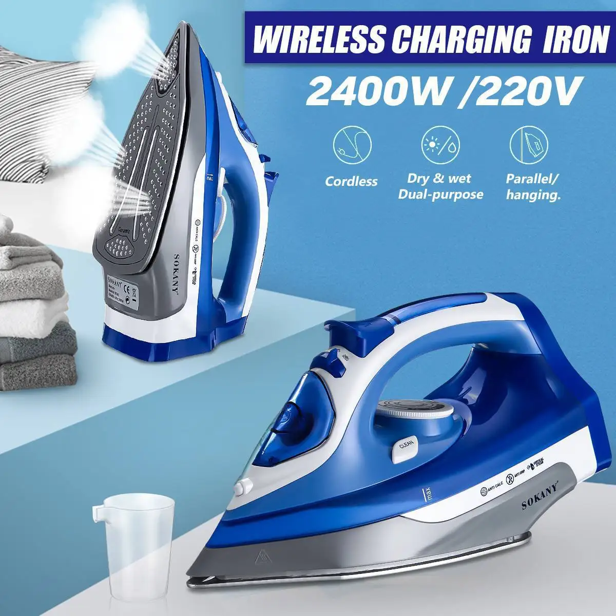 Ceramic Soleplate Steam Iron 2400-Watt, ,Self Clean, Even Heat Distribution