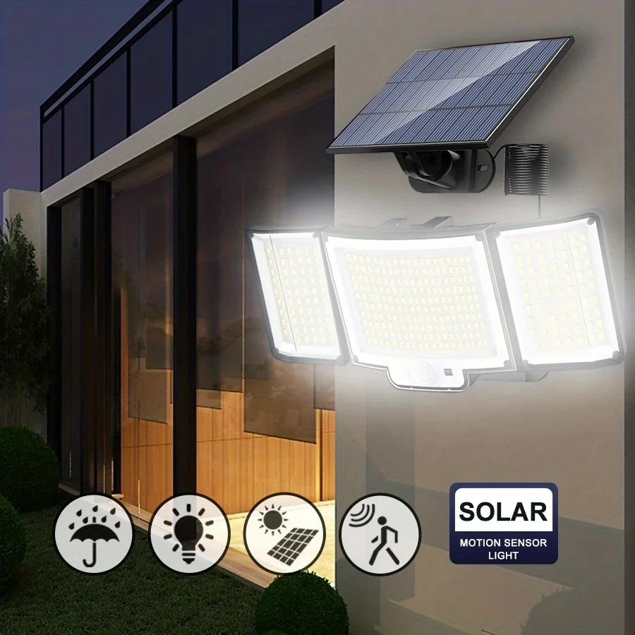 Acheter 348LED lampe solaire lumière de sécurité extérieure avec capteur de  mouvement étanche 126/328LED puissant projecteur solaire pour jardin Garage