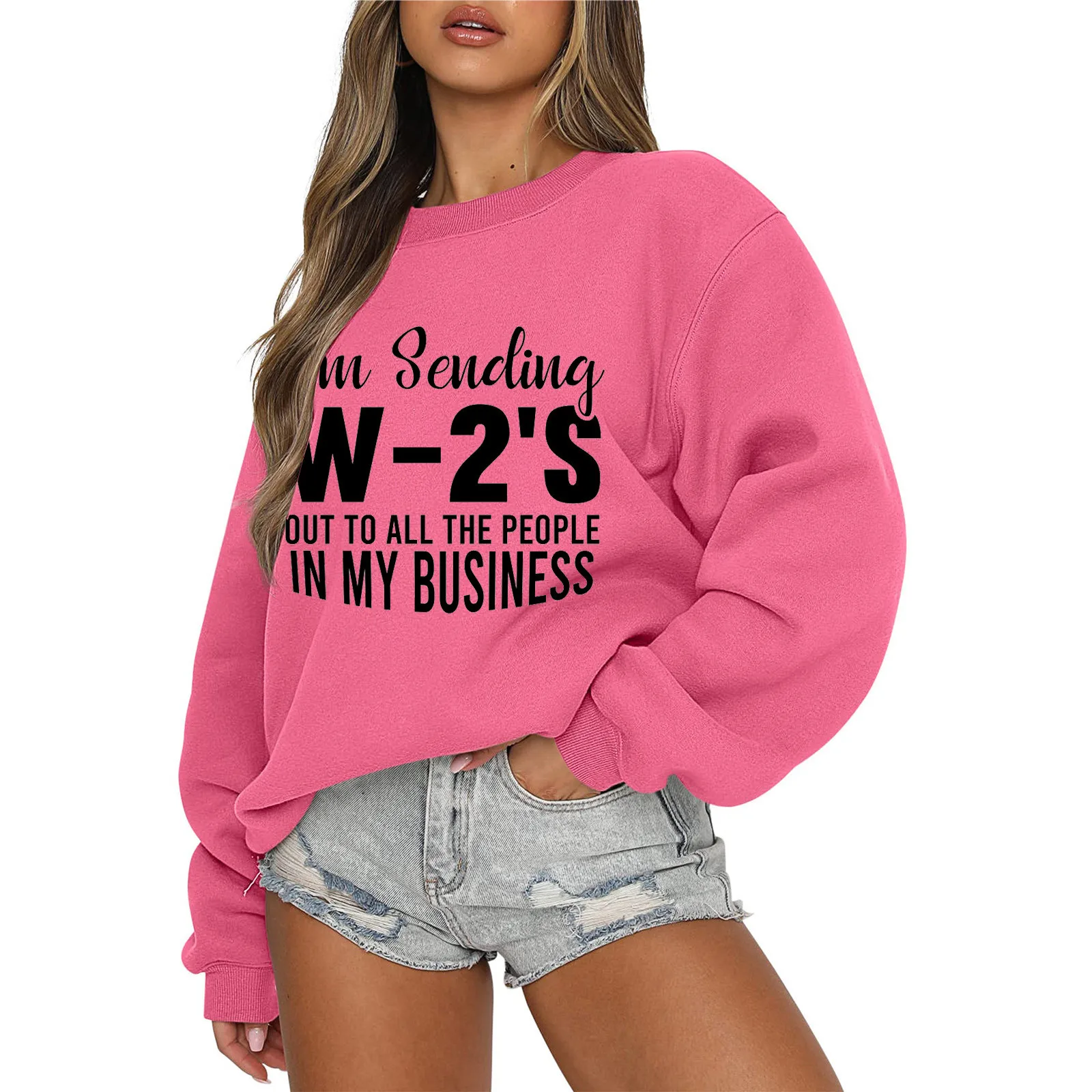 

Dressy Christmas Sweatshirts Women's Loose Fit Sweatshirt With Letter Print Drop Shoulder Sleeves And No Hood Long Dark