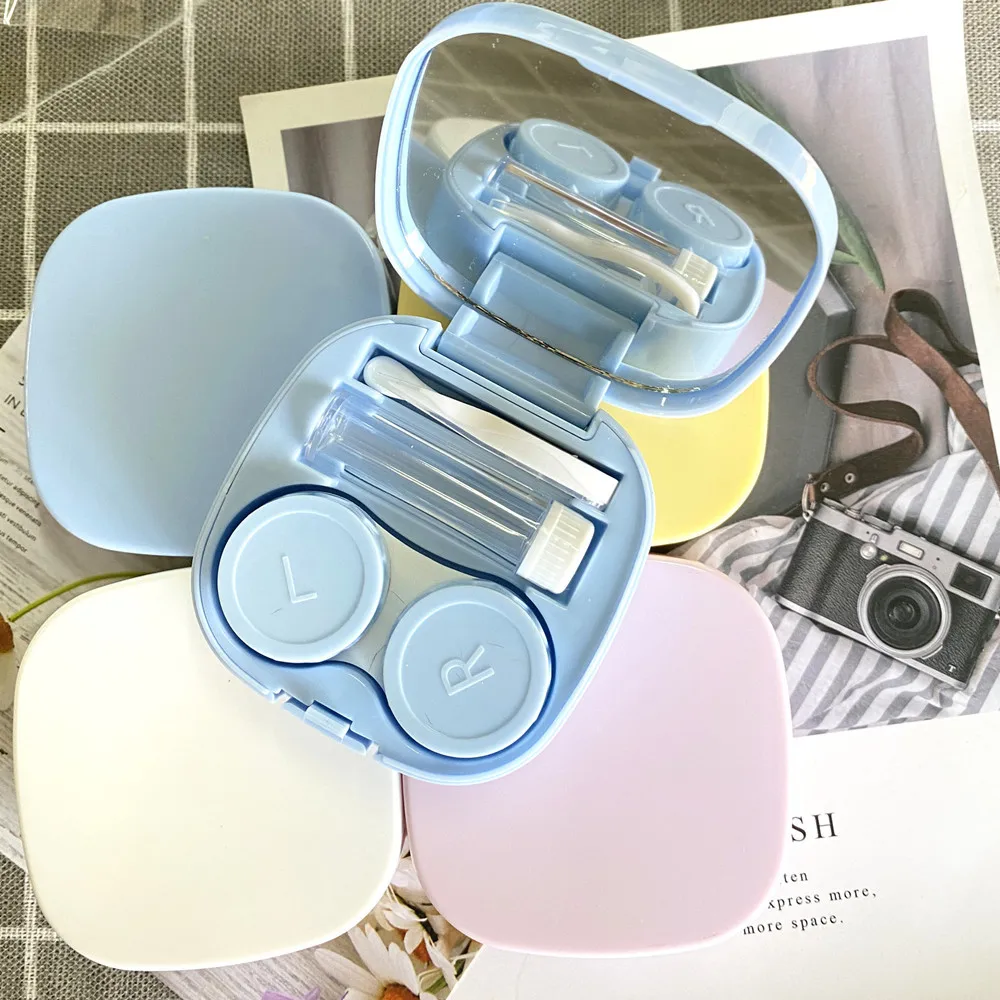 Contact lens case simple DIY square box portable beauty eye box companion dual box glossy storage box 3