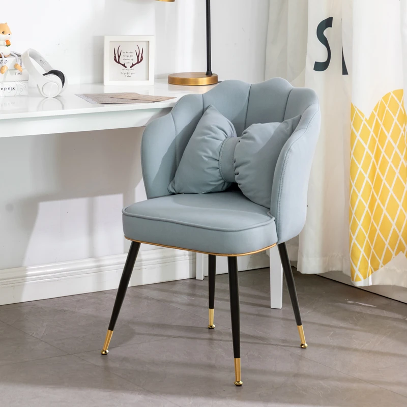 Luxury Internet Famous Pink Vanity Stool Princess Style Tech Fabric Dressing Chair Ergonomic Backrest Chair for Long Sitting