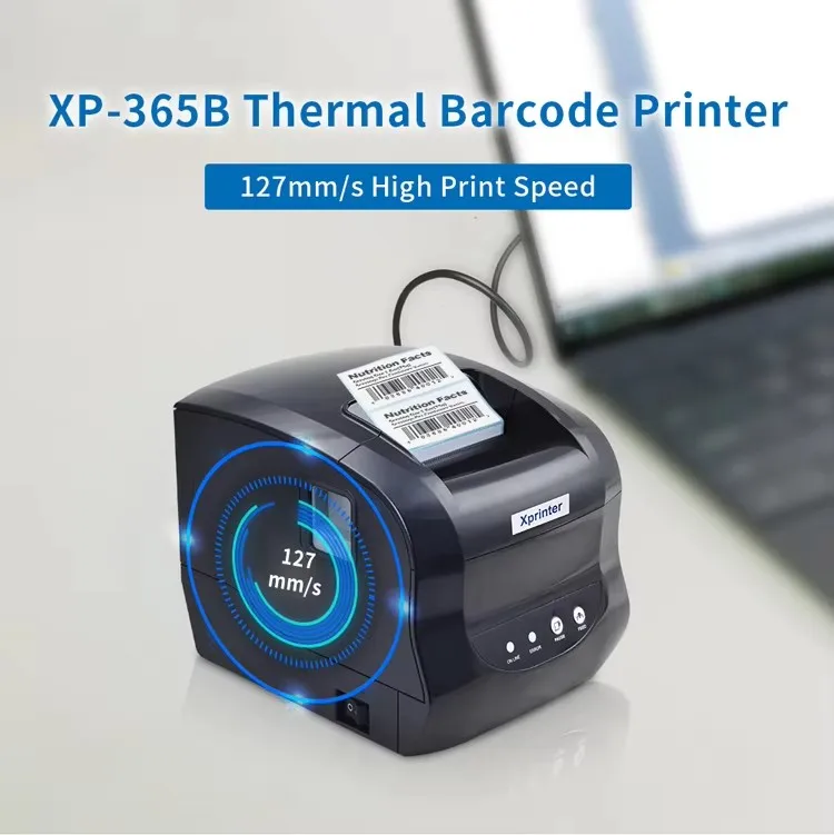 Xprinter XP-365B 올인원 프린터 3인치 라벨 프린터 열전사 프린터 (EU 플러그 포함)