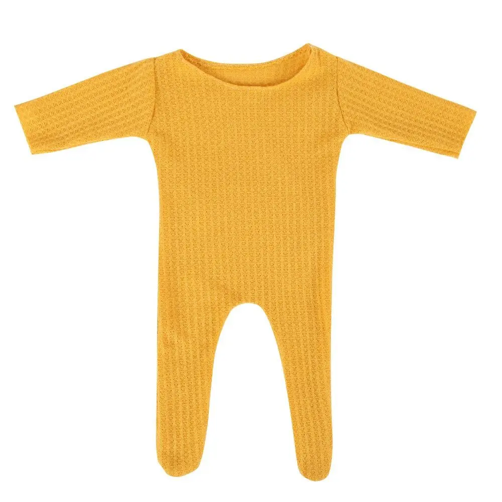 2Pcs/Set Creative Newborn Photography Props Crochet Knit Footed Newborn Photoshoot Outfit Long Tailed Hat Buttons