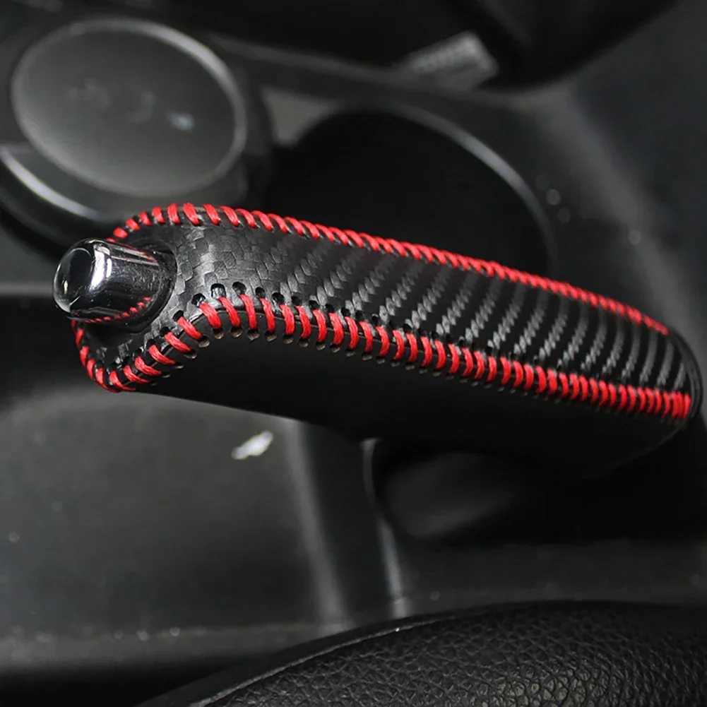 Universal Fashion Carbon Fber Design PU Leather Car Leather Gears Handbrake Cover Car Styling Interior Accessories