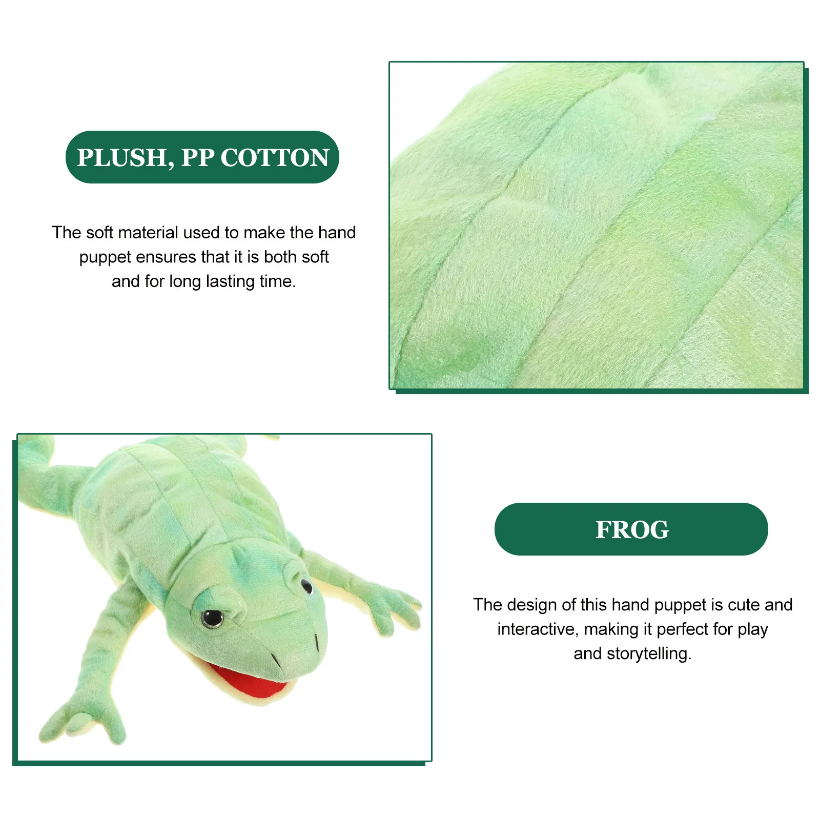 사랑스러운 개구리 손 인형 부드럽고 편안한 PP 면 소재 손가락 조작식 재미있는 인터랙티브 장난감 이야기를 전하기 좋은 어린이날 선물