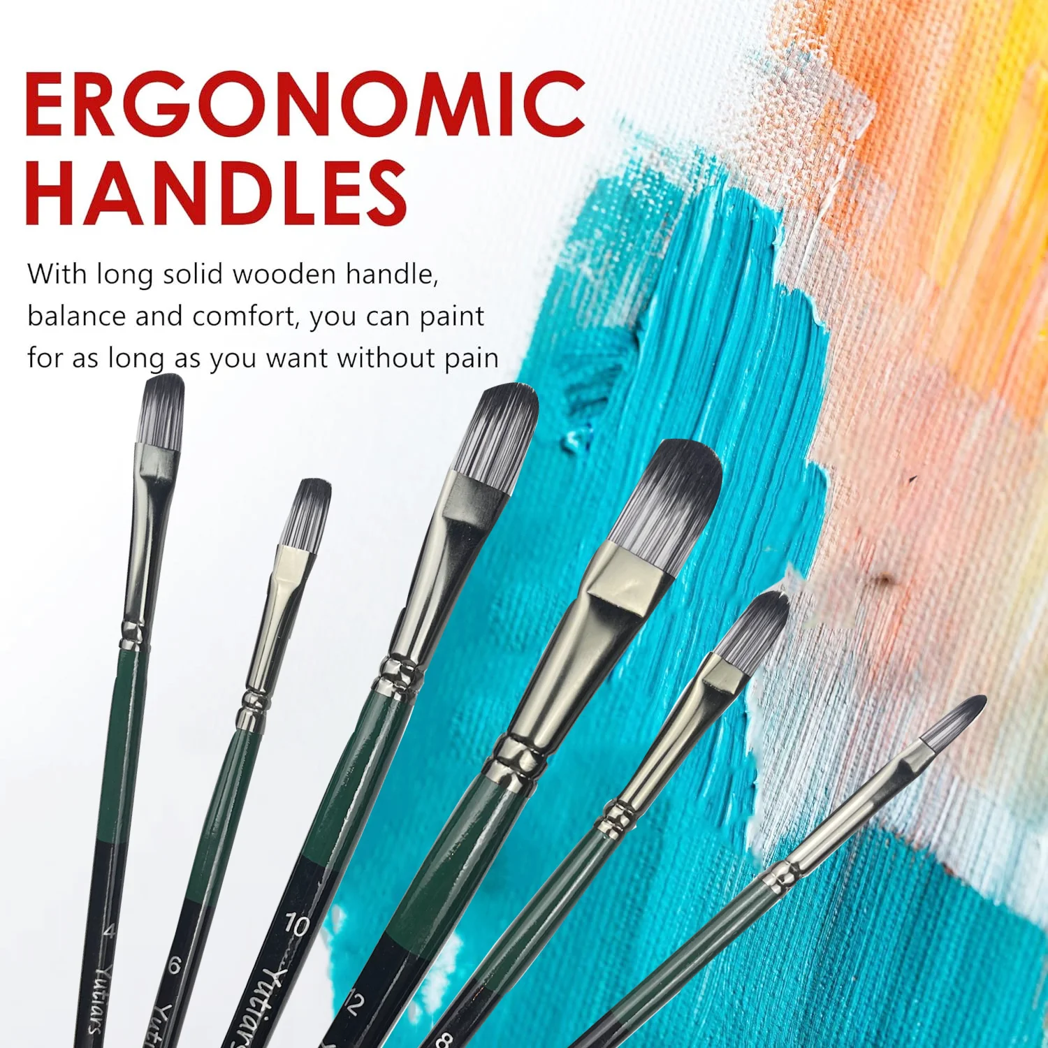 12-Piece Artist Paint Brush Set Nylon Bristles for Acrylic Watercolor Oil Body Painting