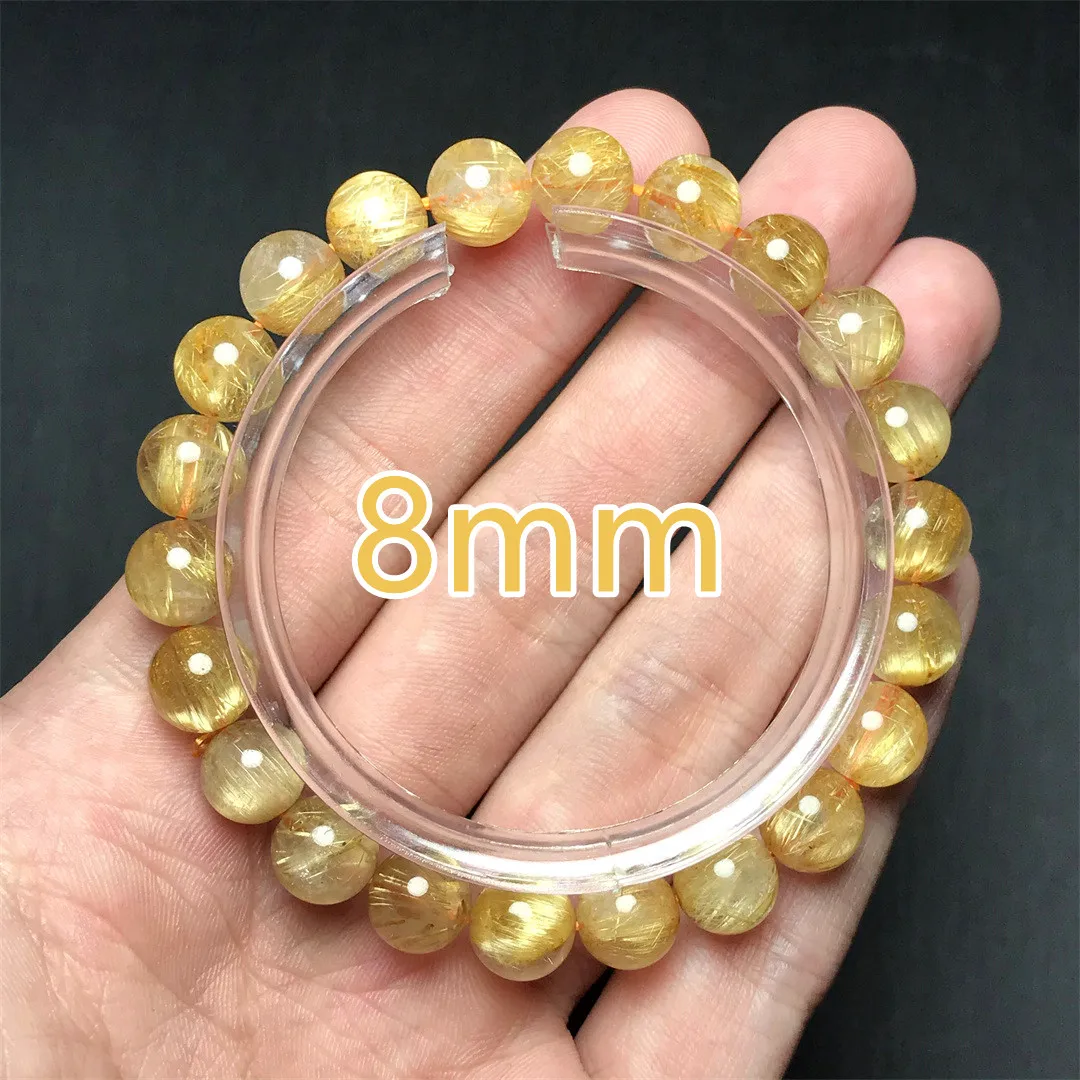 

8mm Natural Gold Rutilated Quartz Bracelet For Women Lady Men Luck Gift Wealth Crystal Beauty Beads Strands Jewelry AAAAA