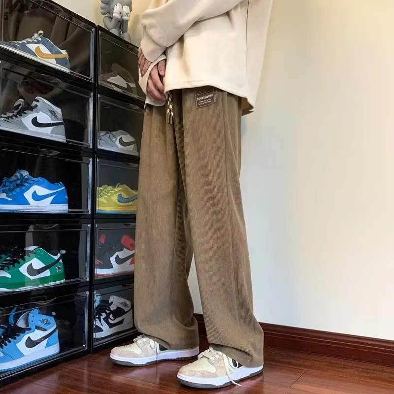 Men Wide Leg Pants American y2k vintage Casual Straight Autumn Korean Fashion Corduroy