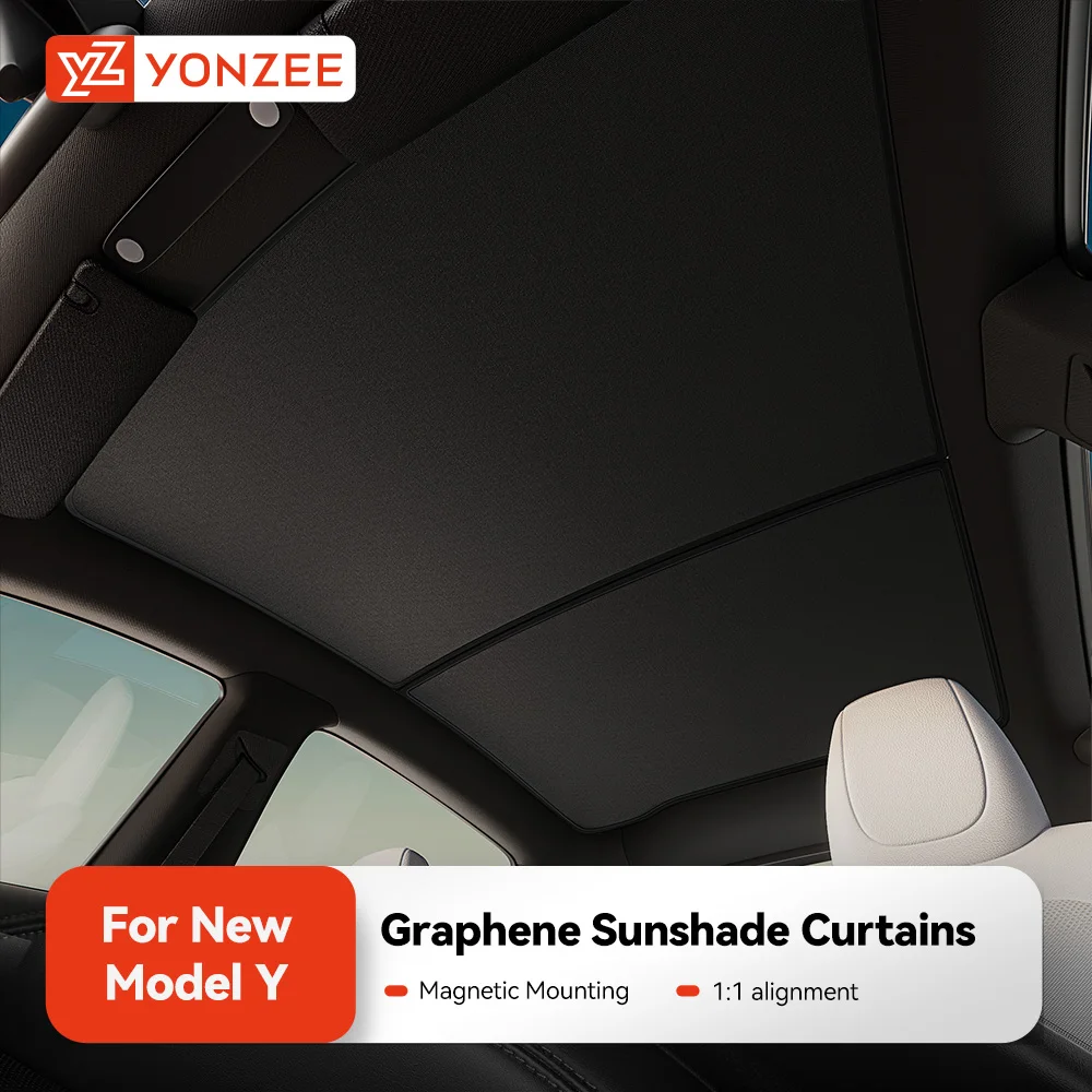YZ For Tesla 2025-2026 Model 3 Y Juniper Highland Graphene Black sky Screen Sunshade Honeycomb skylight  Magnetic Sunshade panel