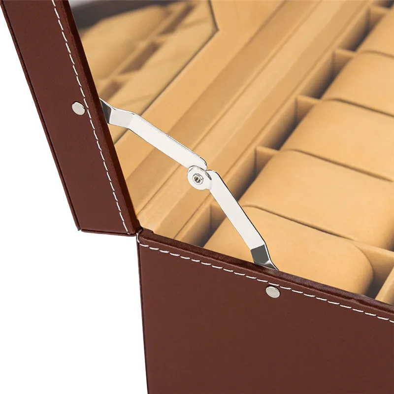 12 Slots Watch Box Organizer for Men Mens Watches Display Case Jewelry Storage Box Holder with Drawer for Rings Necklaces