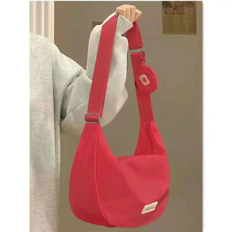 Autumn Winter New Nylon Waterproof Canvas Bag 2024 New Fashion Bag Dumpling Bag College Student Class One Shoulder Crossbody Bag