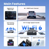 DDPAI Z50 Pro Dash Cam  4K Car DVR Night Vision 5GHz Wi-Fi GPS ADAS 24h Parking mode Front and Rear Camera - Image 2