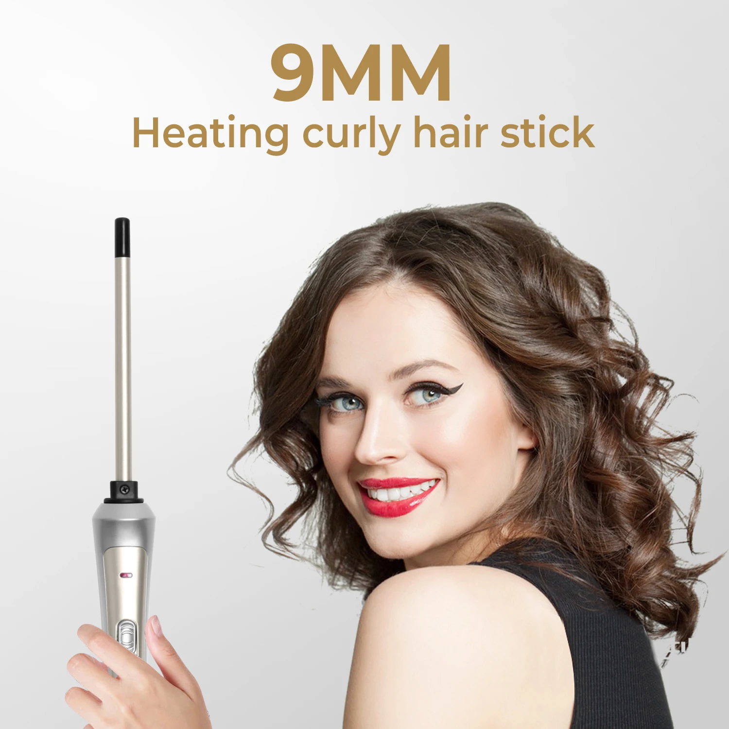 

Hair Curling Iron 9mm Curler Wand Professional Curly Tongs Ceramic Electric Hair Curler Salon Styling Tools Small Crimping Iron