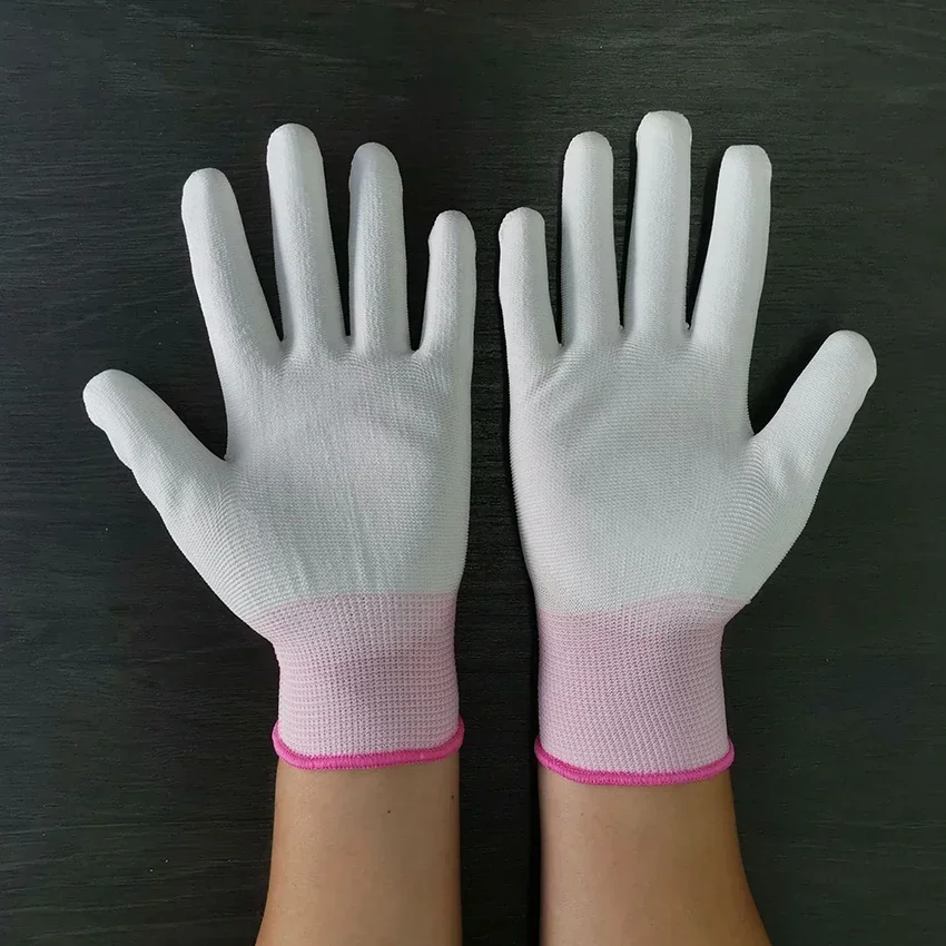 Anti Static Safe Gloves Electronic Working Gloves Polyester White PU Coated for Gardening Fishing-XS S M L guantes work gloves gardening gloves antistatic gloves