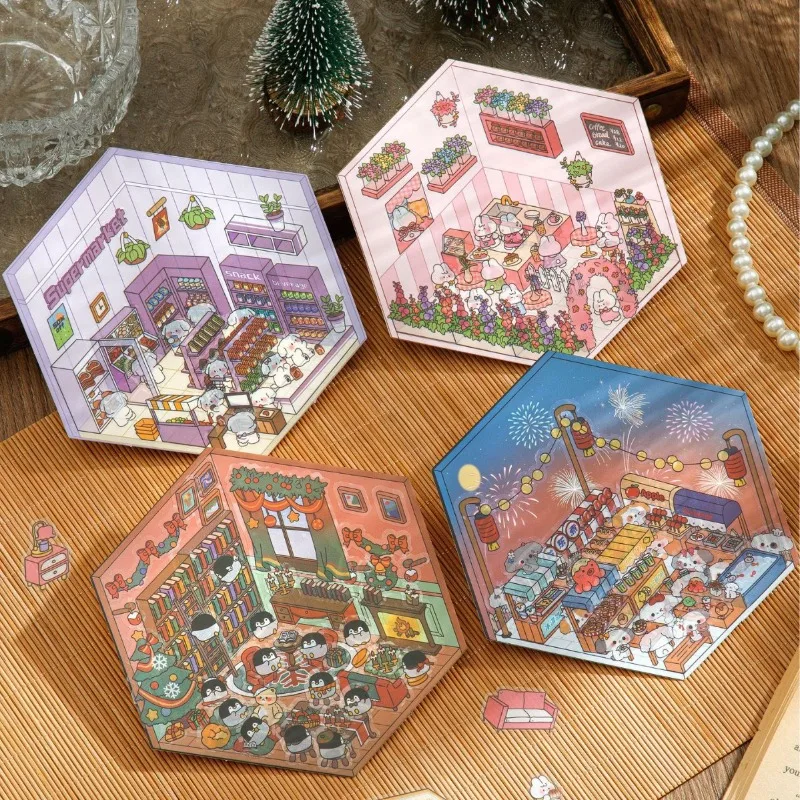 New Miniature 3D Sticker Decompression Landscape Scene Handmade DIY Scene Layout Paster Funny Fashion Toy Party Favors