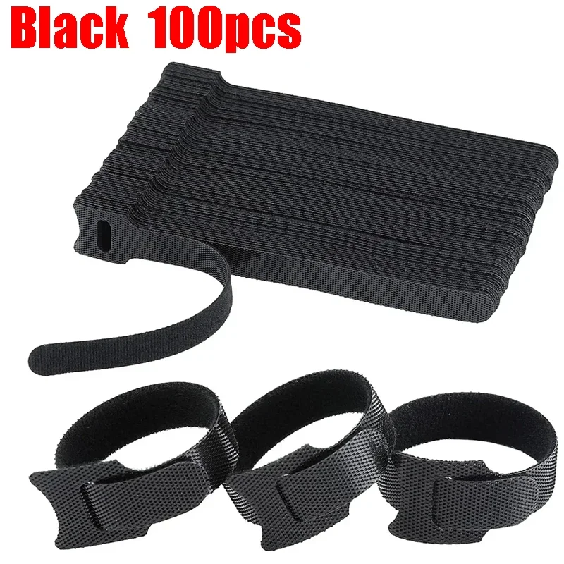 30/50/100pcs Releasable CABLE Organizer TIES แผ่นหูฟังการจัดการสายไฟไนลอนสายผูก Reusable LOOP Hoop เทปสายรัด Tie 1
