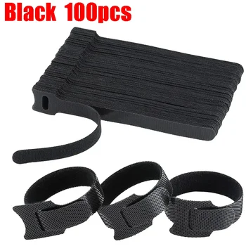 30/50/100pcs Releasable CABLE Organizer TIES แผ่นหูฟังการจัดการสายไฟไนลอนสายผูก Reusable LOOP Hoop เทปสายรัด Tie 1