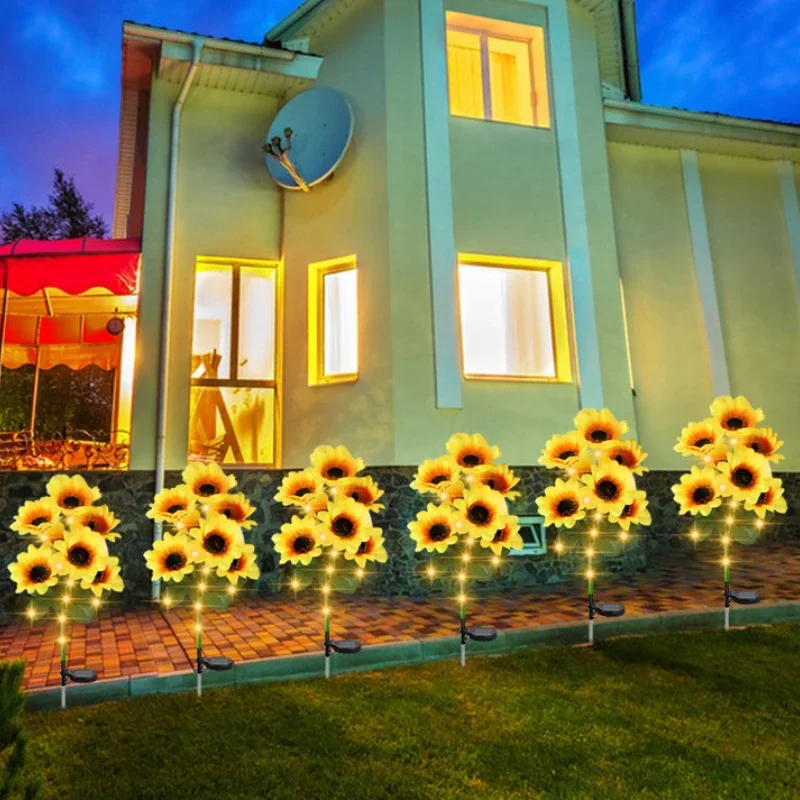 Sunflower Solar Ligts Outdoor Garden Decor Waterproof Solar Outdoor Lamp Decorative Lights Path Garden Patio Backyard Christmas
