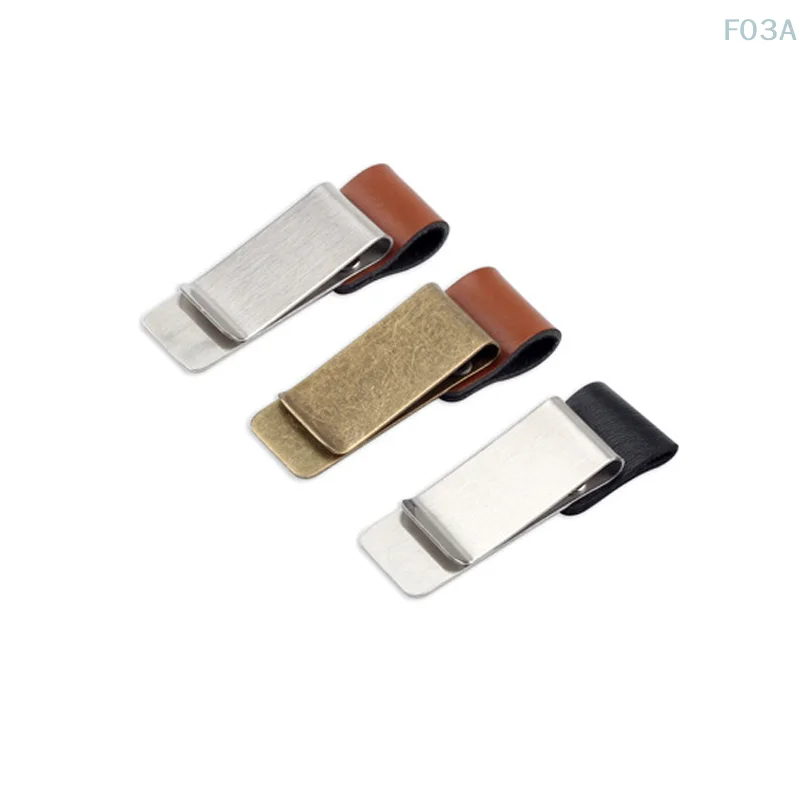 1Pcs Stainless Steel Leather Diary Notebook Folder Brass Paper Clip Pen Holder Handmade Office Supplies