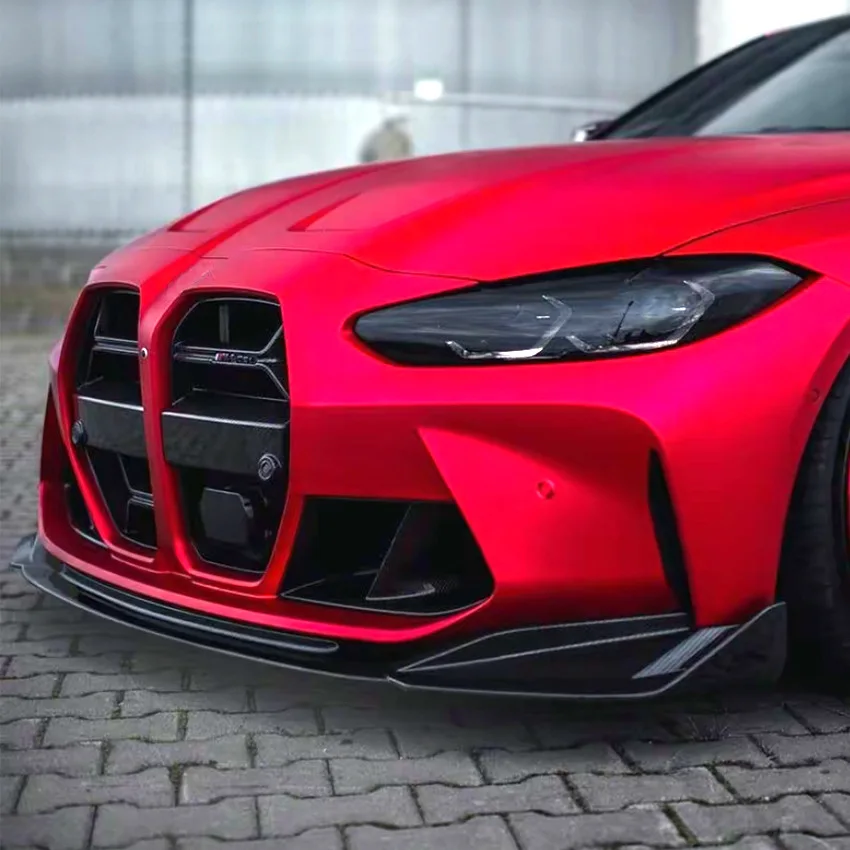 카본 파이버 패턴 자동차 프론트 범퍼 립 스플리터 프론트 범퍼 립 턱 스플리터 스포일러 BMW M3 M4 G80 G82 2020 2020-2024용