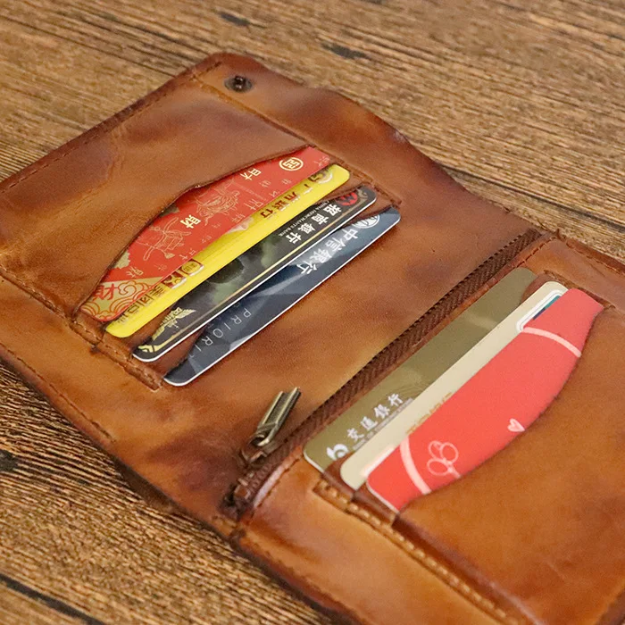2023 Original Leather Wallet for Men Wrinkled Leather Short Bifold Men's Purse Classic Card Holder Wallet with Zip Coin Pocket