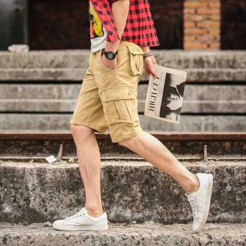Summer Beach Pants Invisible Open-Seat Pants Casual Shorts with Pockets Sand Camouflage Cargo Pants Men's Clothing Outdoor Sex