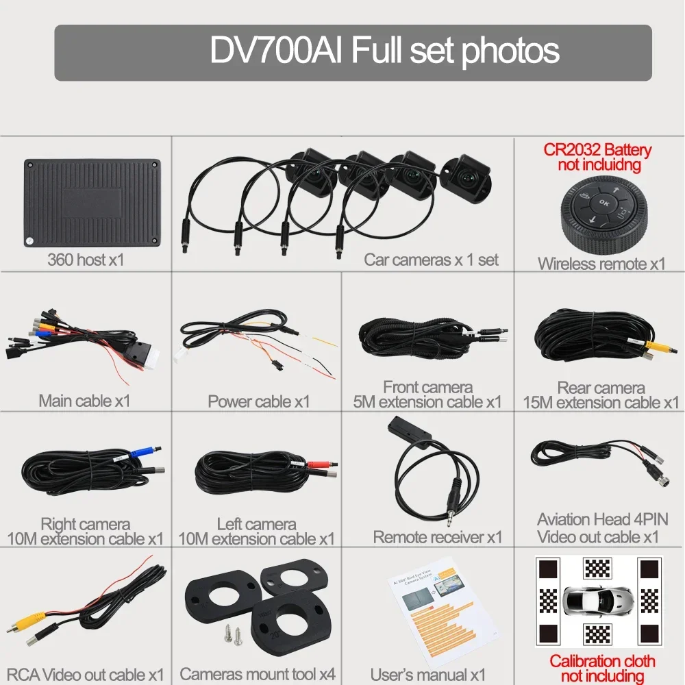 AI 360 Panoramic 3D Bird Eye View Camera Car System AHD 1080P with AI Intelligent Recognition For RV Touring car Motorhome 360 panoramic camera 360 degree camera