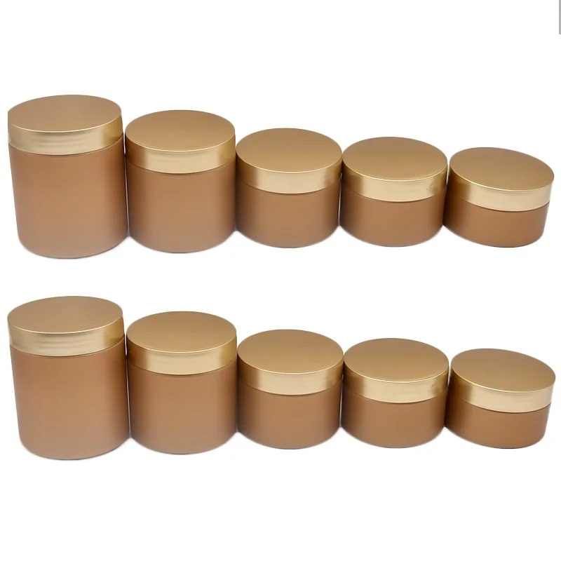 

Empty Gold Plastic Cream Refillable Bottle Gold Lid 100g 120g 150g 200 250g PET Cosmetic Packaging Jars Facial Cream Pots 24pcs