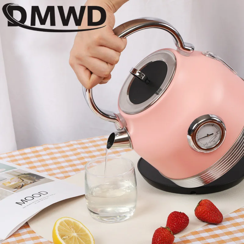 DMWD 220V Retro Electric Kettle With Thermometer 1.7L Large Capacity Water Fast Boiling Teapot  Stainless Steel Linner Kettles 3