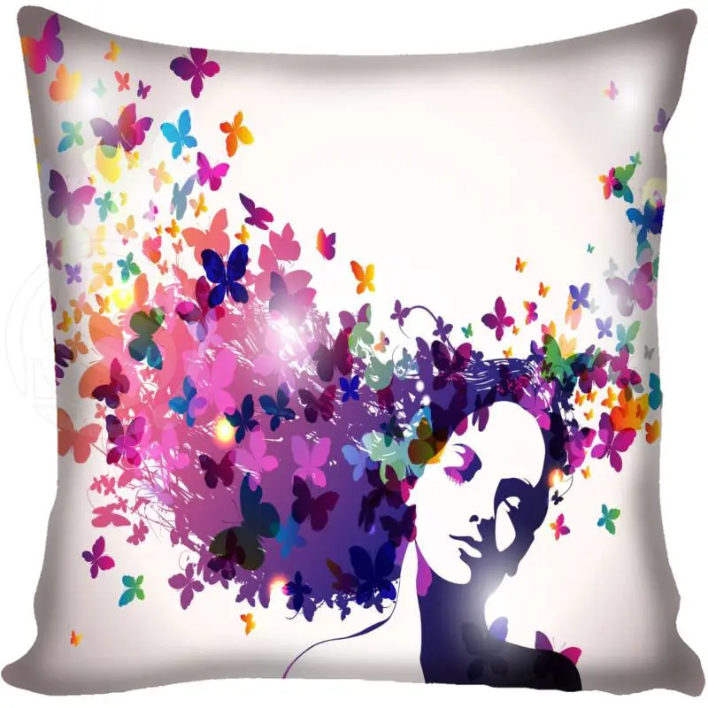 

Custom Butterfly Pillowcase Square Zippered Home Decorative Pillow Cover Two Sides Printed more size35X35 40X40 45X45 60X60