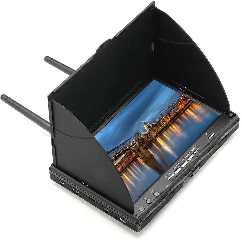 Moniteur FPV LCD5802D avec DVR intégré et double récepteur 5.8G 40CH posé à plat