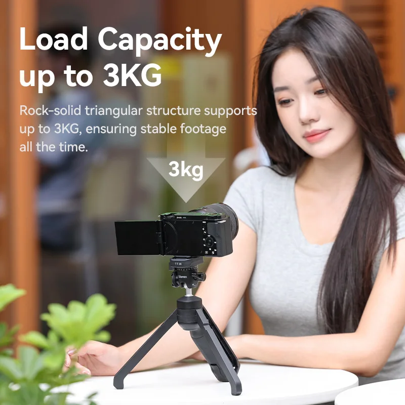 Ulanzi VlogPod TT38 Tripod with Quick Release Plate DSLR Camera Handle Desk Tripod for Livestreaming Following Shot Selfie Vlog