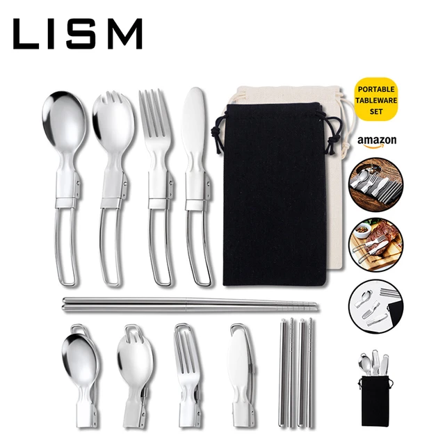 304 Stainless Steel Folding Cutlery - Outdoor Folding Cutlery Portable  Reusable - Aliexpress