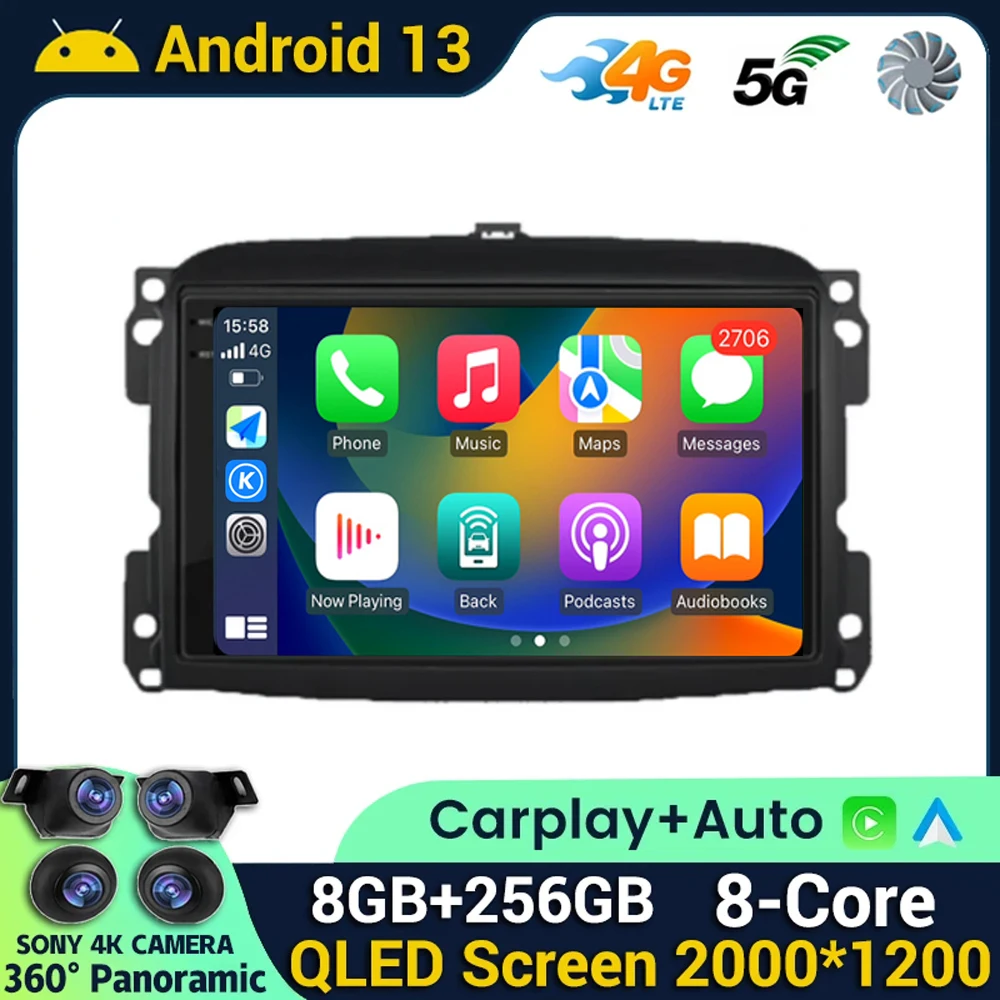 Android 13 Carplay Autoradio Per Fiat 500L Egea Doblo 2012-2017 Multimedia Autoradio Dsp Lettore Video Audio Navigazione Stereo