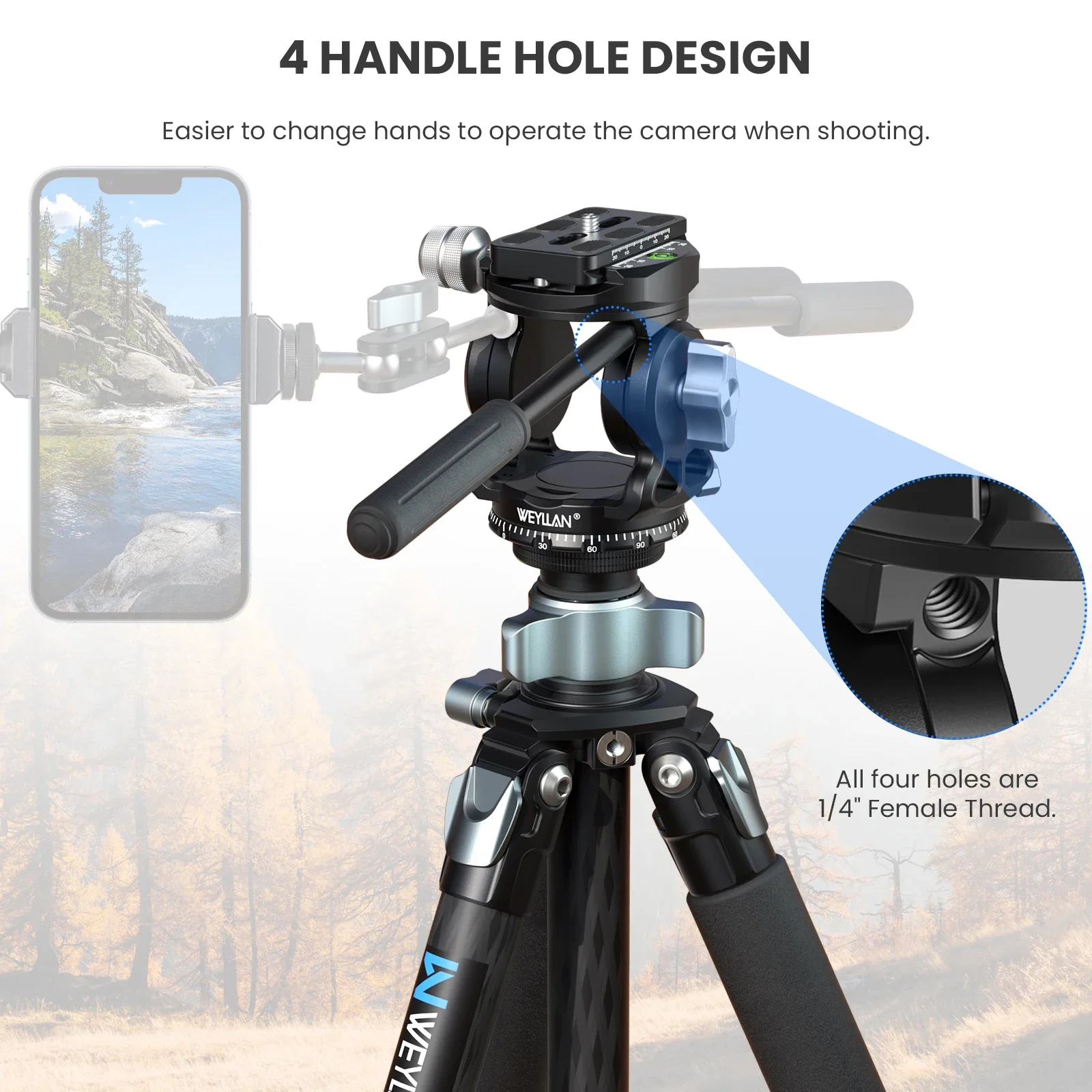 Camera Panoramic Fluid Head VH7 with Arca Swiss Quick Release Plate for DSLR WEYLLAN