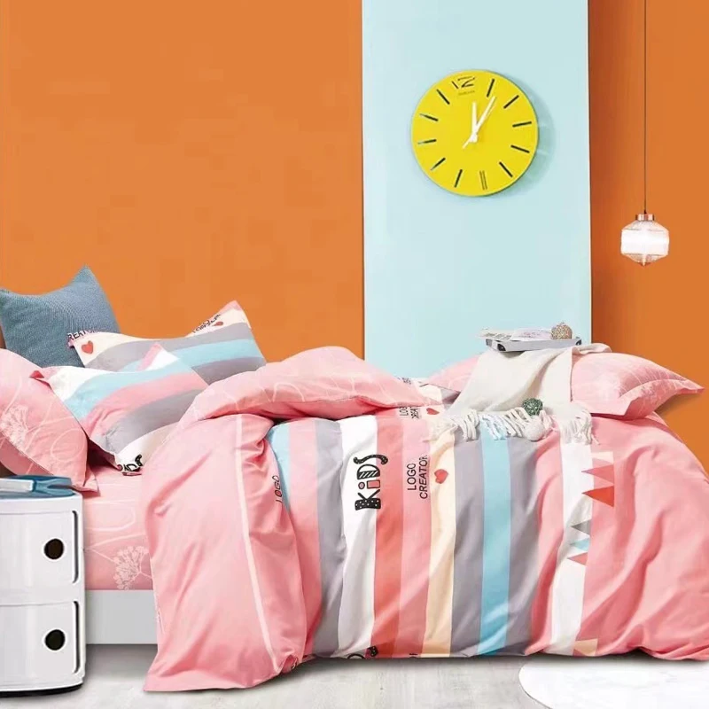 Bedding Set Home Textile Pink Pure Cotton Not Pilling for Single/Double High Quality Pillowcase Cute Bed Sheets Duvet Cover king size comforter
