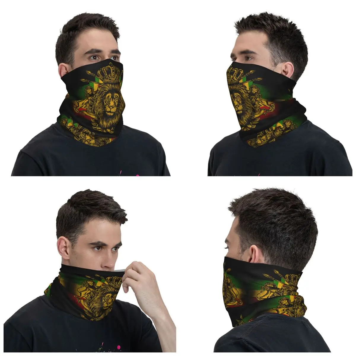 Rastafarian Rasta Lion Winter Headband Neck Warmer Women Men Hiking Hunting Tube Scarf Jamaica Flag Face Bandana Gaiter