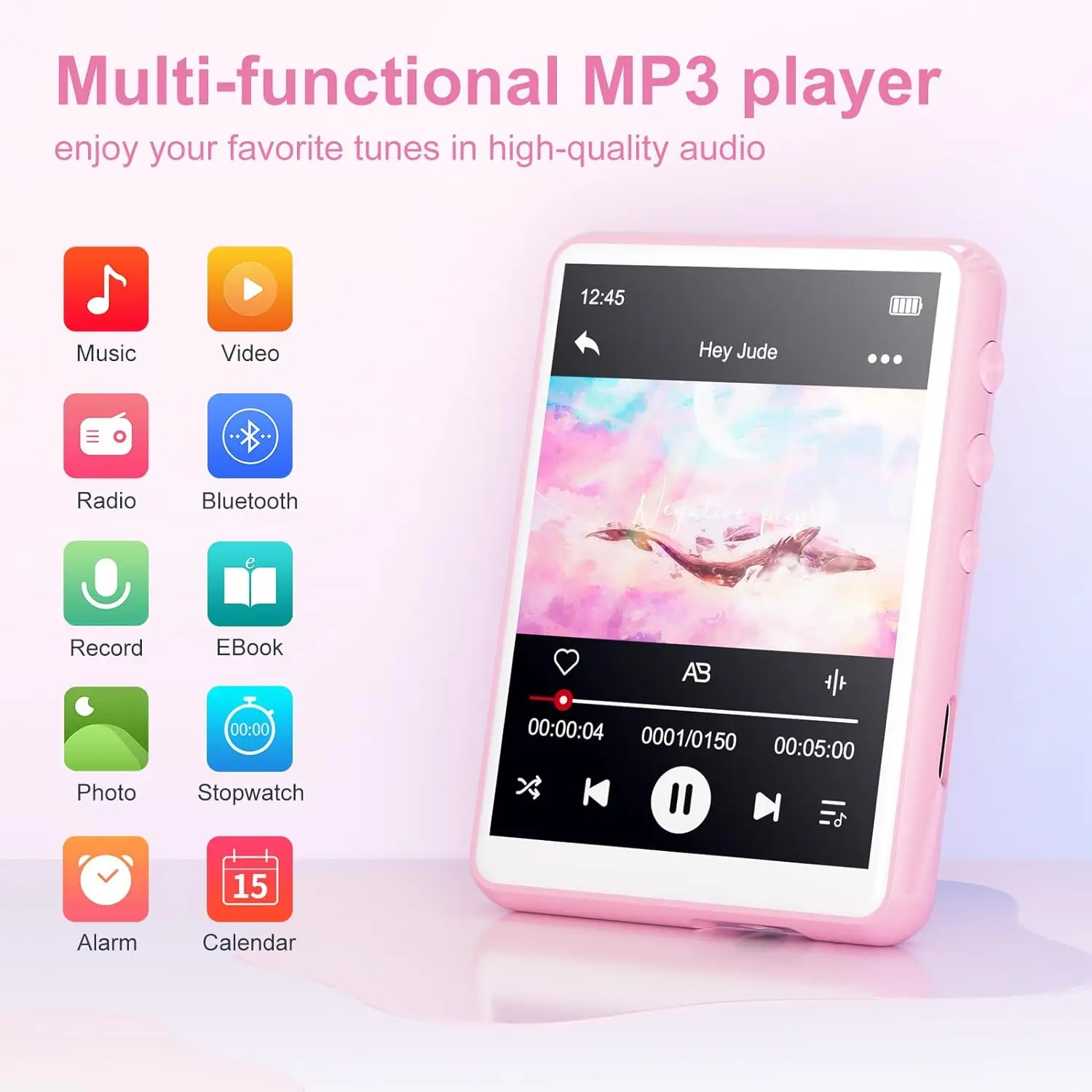MECHEN Bluetooth'lu 32GB MP3 Çalar, Hoparlörlü 1.8 TFT Renkli Ekran HiFi Müzik Çalar