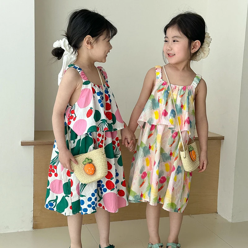 Girls Fruit Print Summer Dress Set
