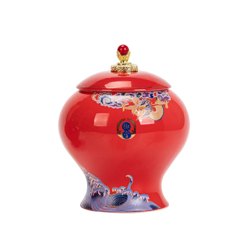 Ceramic Tea Pot Tea Caddy Porcelain Sealed Storage Tank Chinese Vintage Bottle Household Storage Container Home Decoration tea canister