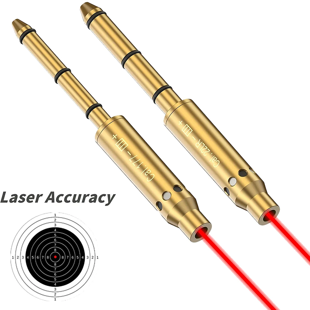 Laser Bore Sight Tactical Laser Boresighter .22LR .177 9mm/.38spl Cal End Barrel for Pistol Rifle Airsoft Cartridge Collimator Laser Sight Red Dot Laser Sight