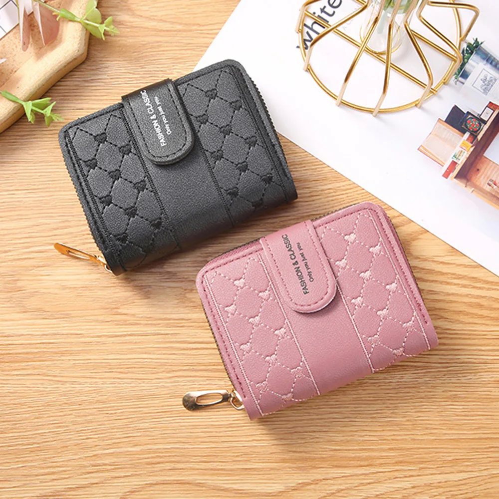 Fashion Lady Wristlet Handbags Short Money Bag Zipper Coin Purse Cards ID Holder Clutch Woman Wallet Burse Notecase Girl Wallets