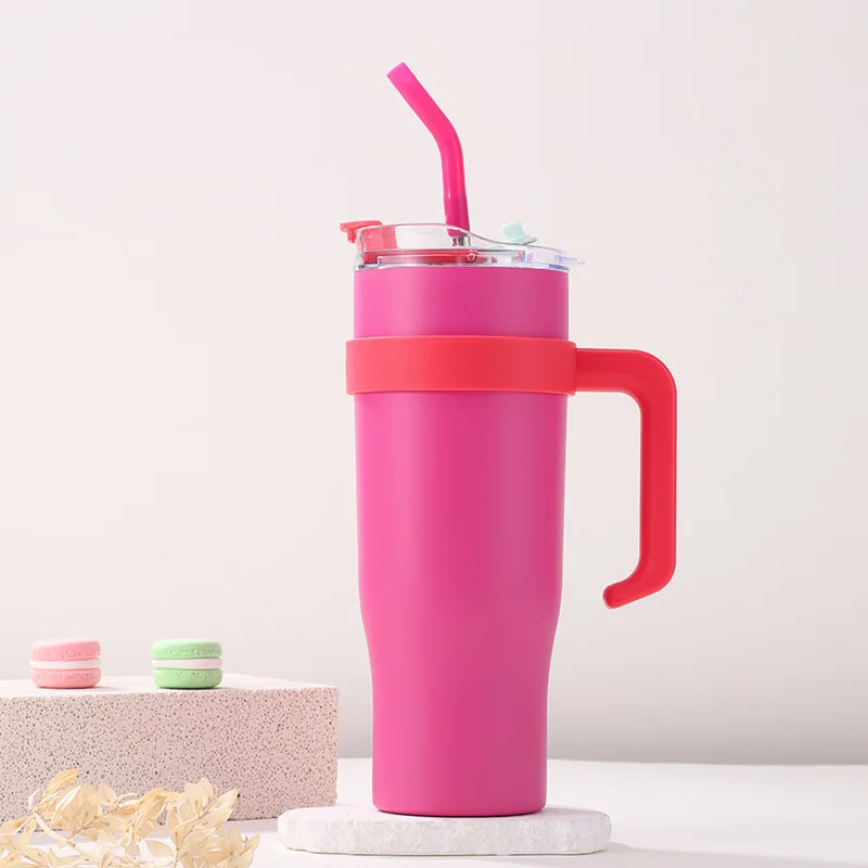 thumbnail image 1 of 40Oz Bingba Cup with Handle 304 Stainless Steel Straw Car Cup Household Large Capacity Thermos Cup, 1 of 5
