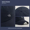 Embroidered Hat Women's Face-Looking Little Korean Style Versatile Soft Peaked Cap Retro Navy Blue Trendy Men's Baseball Cap 5