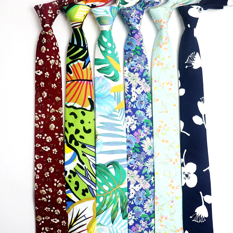 new 6cm ties handmade neckties floral tie 100% cotton skinny gravata casual party romantic wedding daily neckwear accessories Fresh Summer Mens Necktie 6CM Floral Narrow Cotton Tie Suit Casual Classic  Elegant Cravat Daily Wear Clothing Accessories Gift