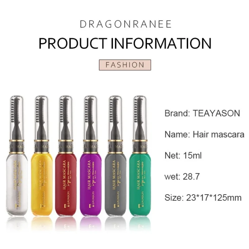 Disposable Hair Colour Dye Temporary Hair Dye Mascara Dual Purpose Washable Hair Coloring Cream DIY Dying Hairstyle Supplies 2