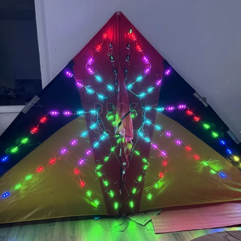3 SQM delta LED spider red/black/yellow base 544 fabric ripstop umbrella cloth  kite with 10m tubing tails in surper high bright 4