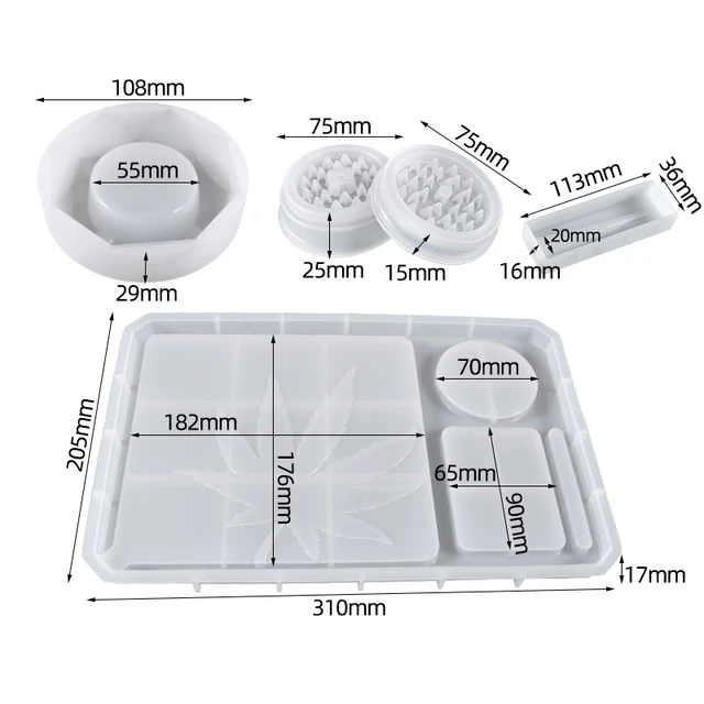 3 Pcs Silicone Resin Mould with Grinding Mould Premium Rolling Tray Jar Resin  Mould with Lid Kit DIY Resin Epoxy Casting Process